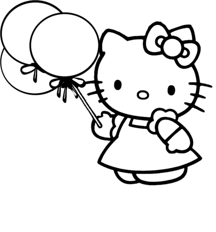 It'S A Party With Kitty  Coloring Page